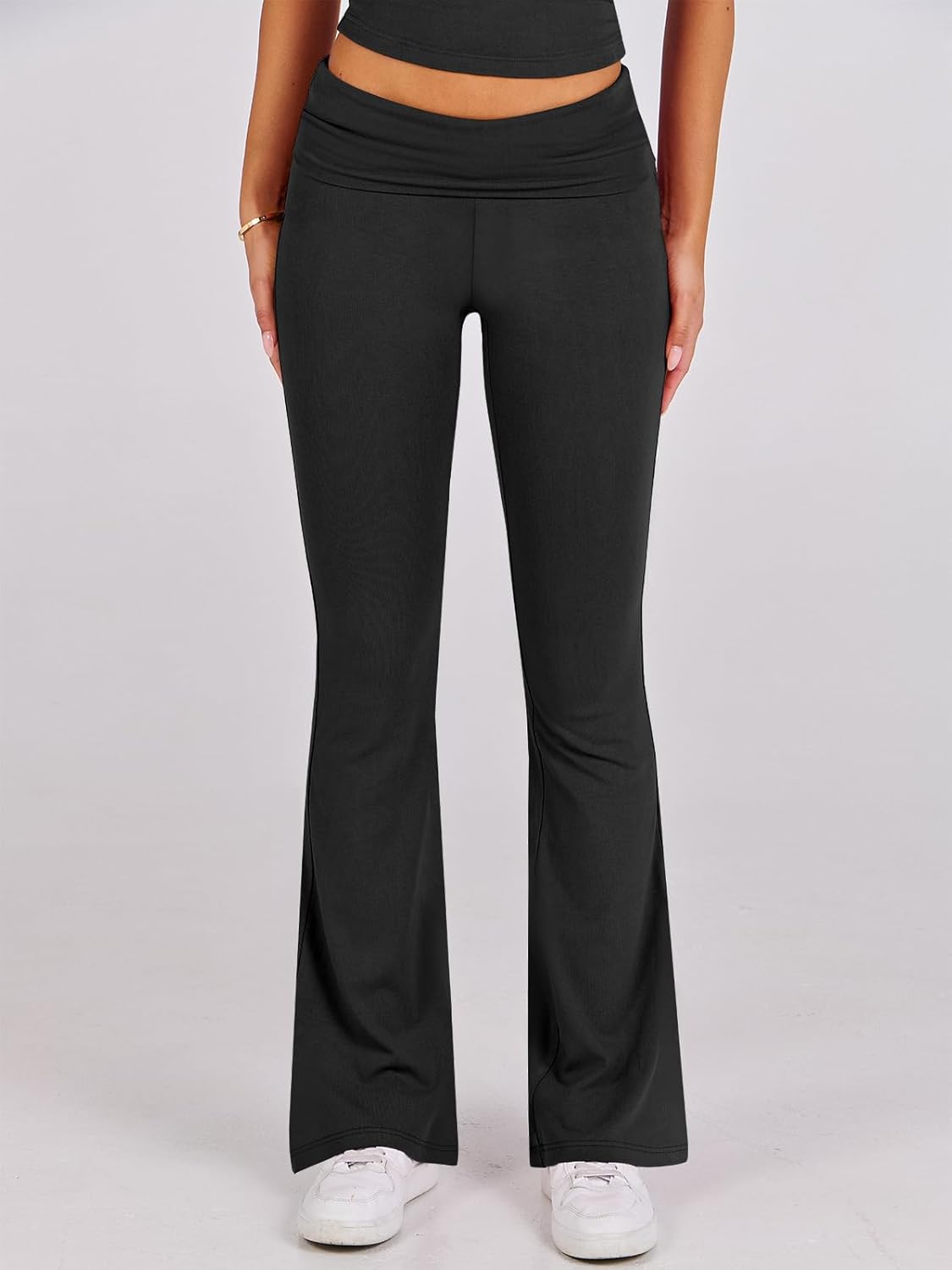 ANRABESS Lounge Sets for Women 2 Piece Foldover Yoga Flare Leggings Pants Crop Tops Casual Y2K Outfits Matching Tracksuit Set