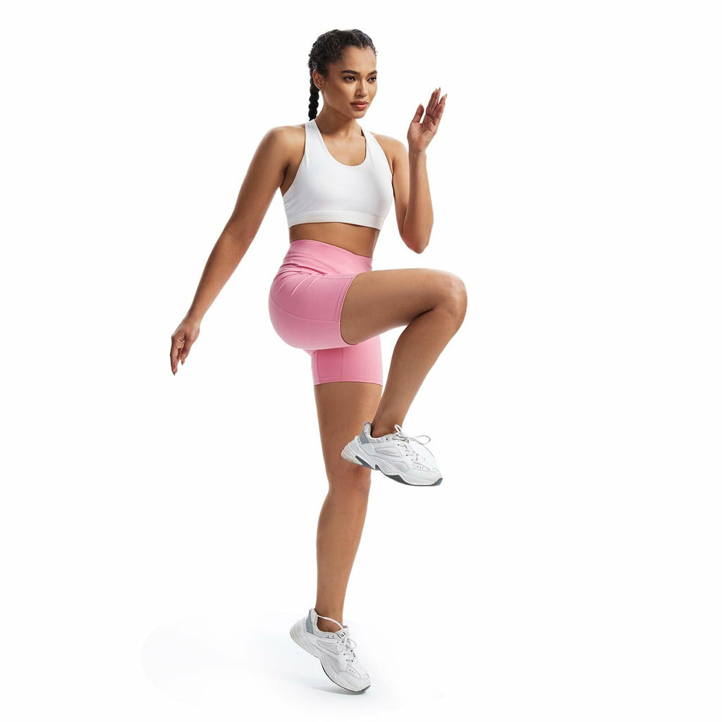 Athletic Shorts Women Gym Yoga Workout High Waisted Pink Size XS