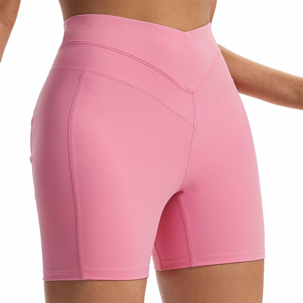 Athletic Shorts Women Gym Yoga Workout High Waisted Pink Size XS