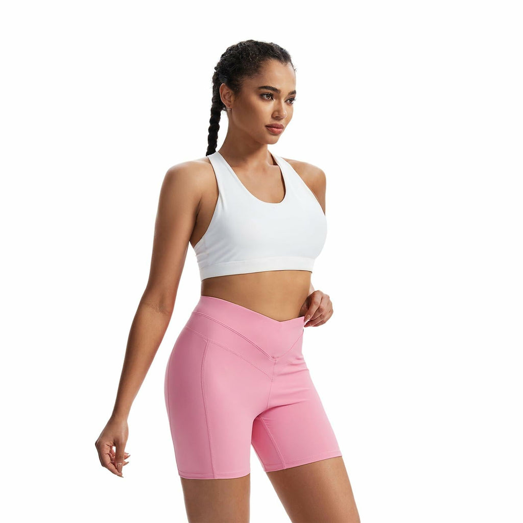 Athletic Shorts Women Gym Yoga Workout High Waisted Pink Size XS