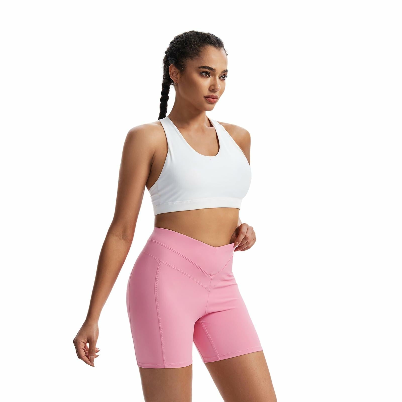 Athletic Shorts Women Gym Yoga Workout High Waisted Pink Size XS